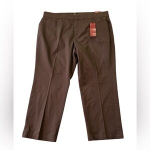 JM Collection Women’s Brown Dress Pants Trousers No Gap Waist Band Size 22P NEW